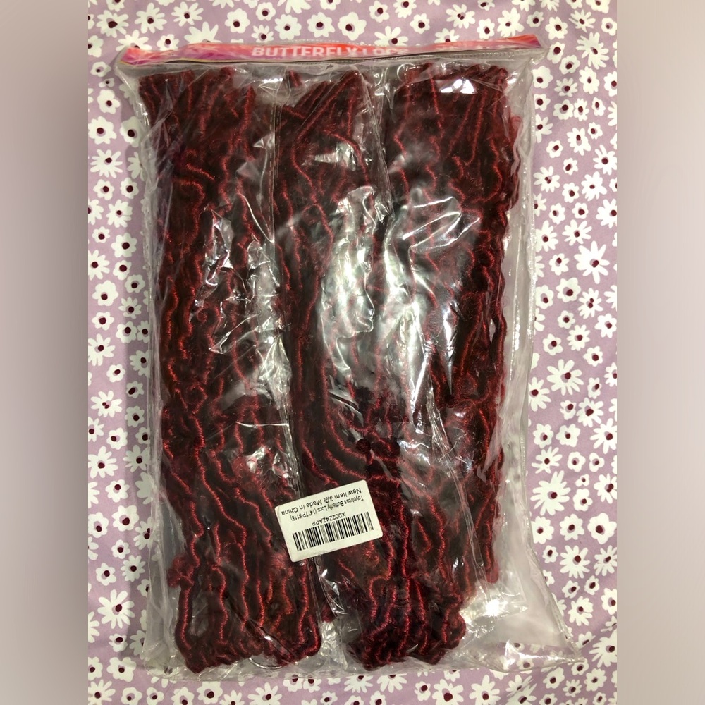 Toyotress 14" Butterfly Locs Crochet Hair 7 Pcs Burgundy Faux Locs #118